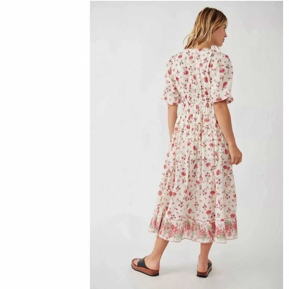 Free People Lysette Midi Dress in Tea Combo Size XS Bohemian Gypsy Indian Cotton - Picture 10 of 11